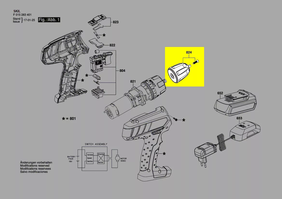 Mandrin à serrage rapide réf. 2610Z09539 Skil